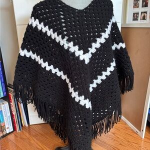 Black and White Fringe Sweater